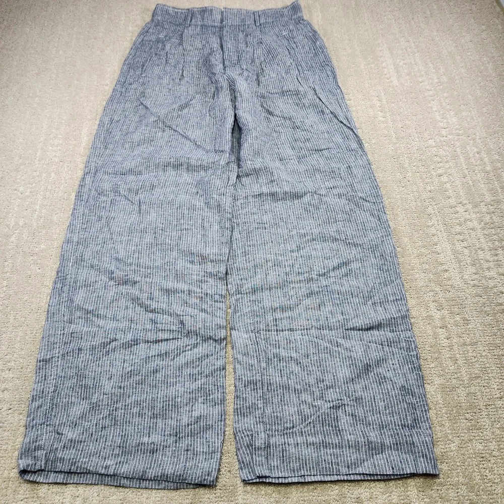 Everlane Pants Women 2 Wide Leg Linen Pleated High Rise Trouser Chambray Baggy